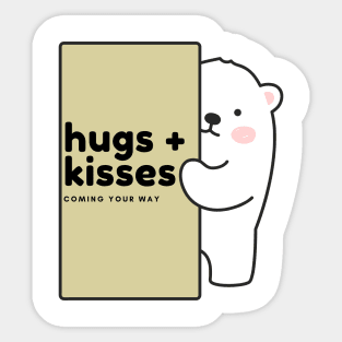 Hug plus Kisses bear design Sticker